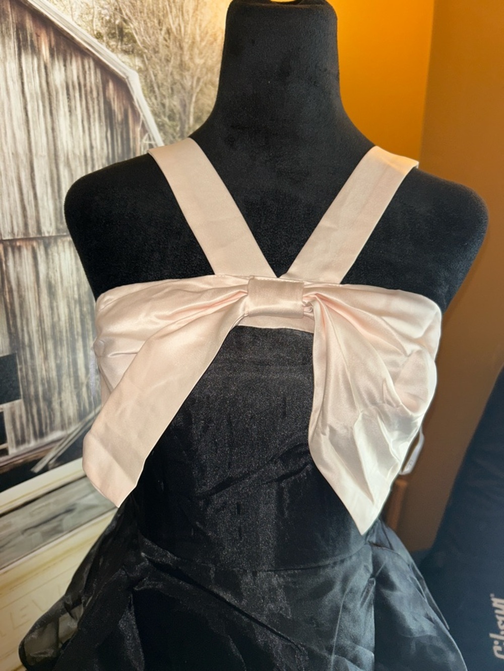 Lulu's Black Strapless Satin Cocktail Dress with Ivory Accent - Picture 2 of 7